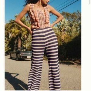 Anthropologie Flat white knit striped pant